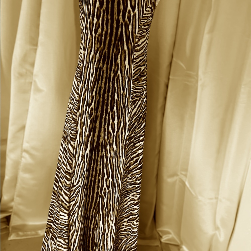 Michael Kors Brown and Black Animal Print Long Dress, Medium size